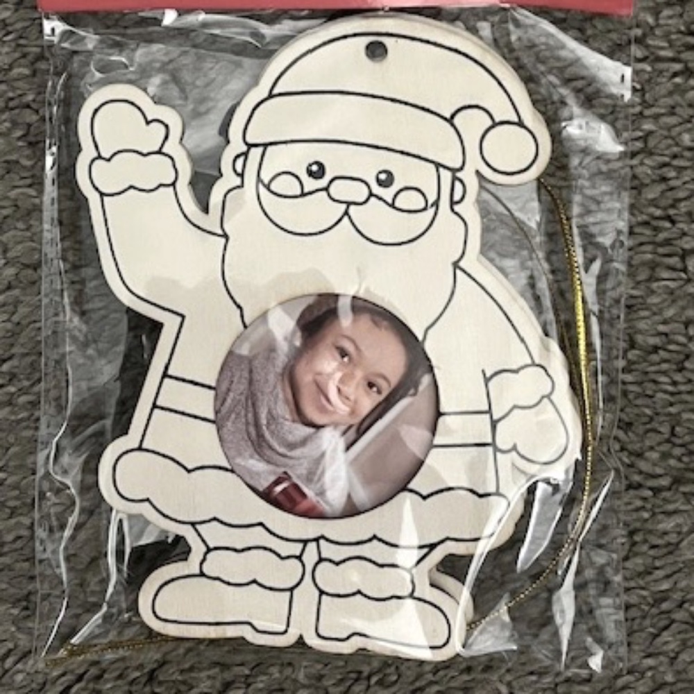 Santa Wood Photo Ornament Christmas DYI Craft 2pc Set NEW
